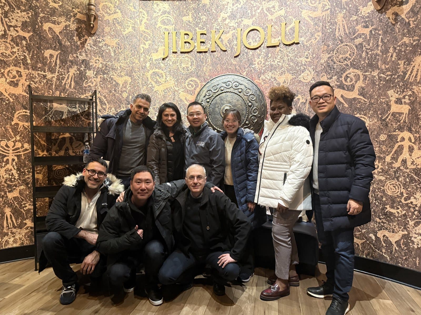 The group out at dinner together