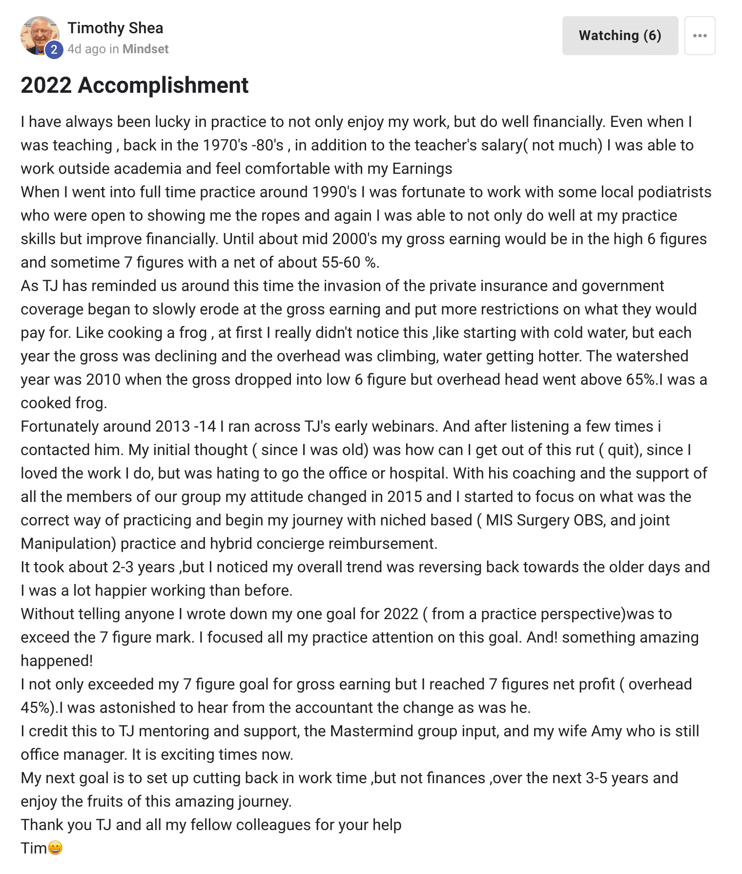 Tim Shea's post: crossed seven figures in net profit